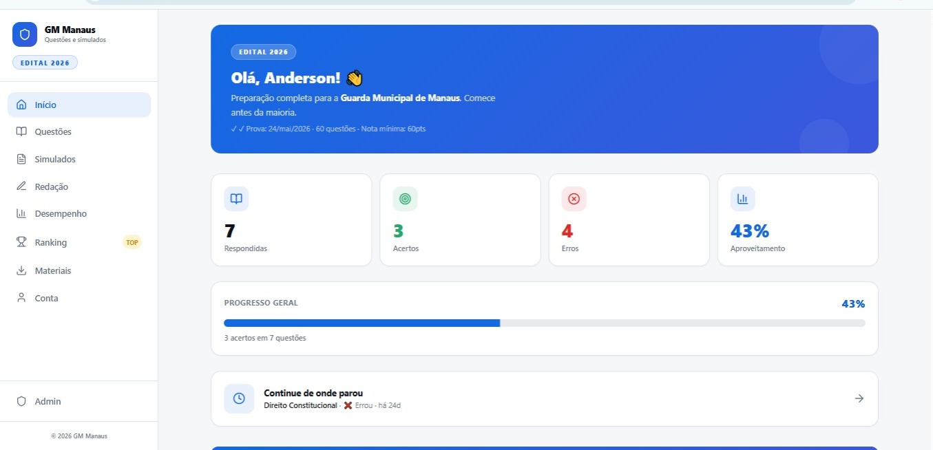 GuardaQuest — Sistema de Questões para Concursos — tela 3