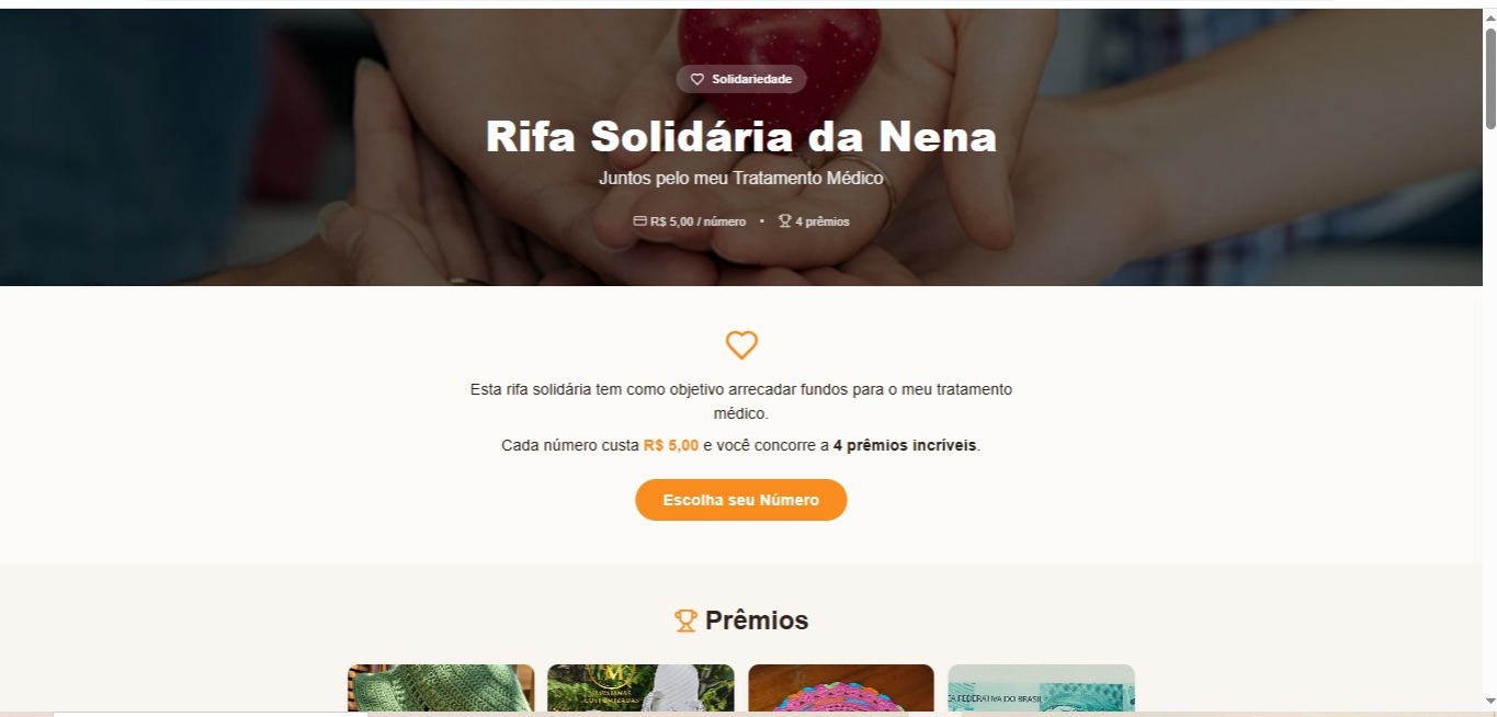 Rifa da Nena — Sistema de Rifa Solidária — tela 1