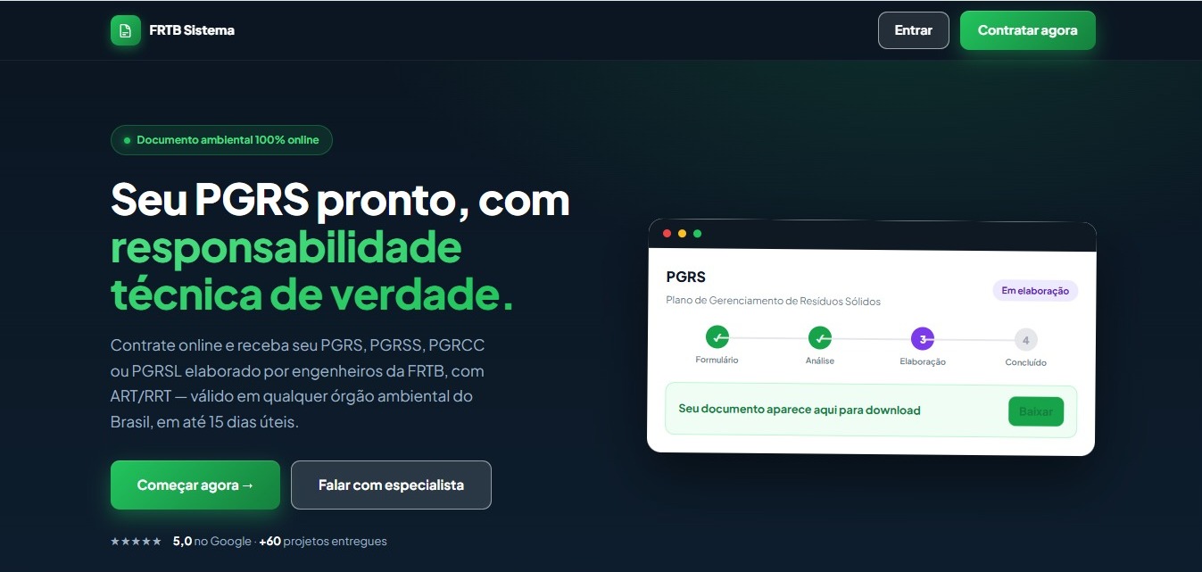Sistema PGRS — Plataforma de Documentos Ambientais — tela 1
