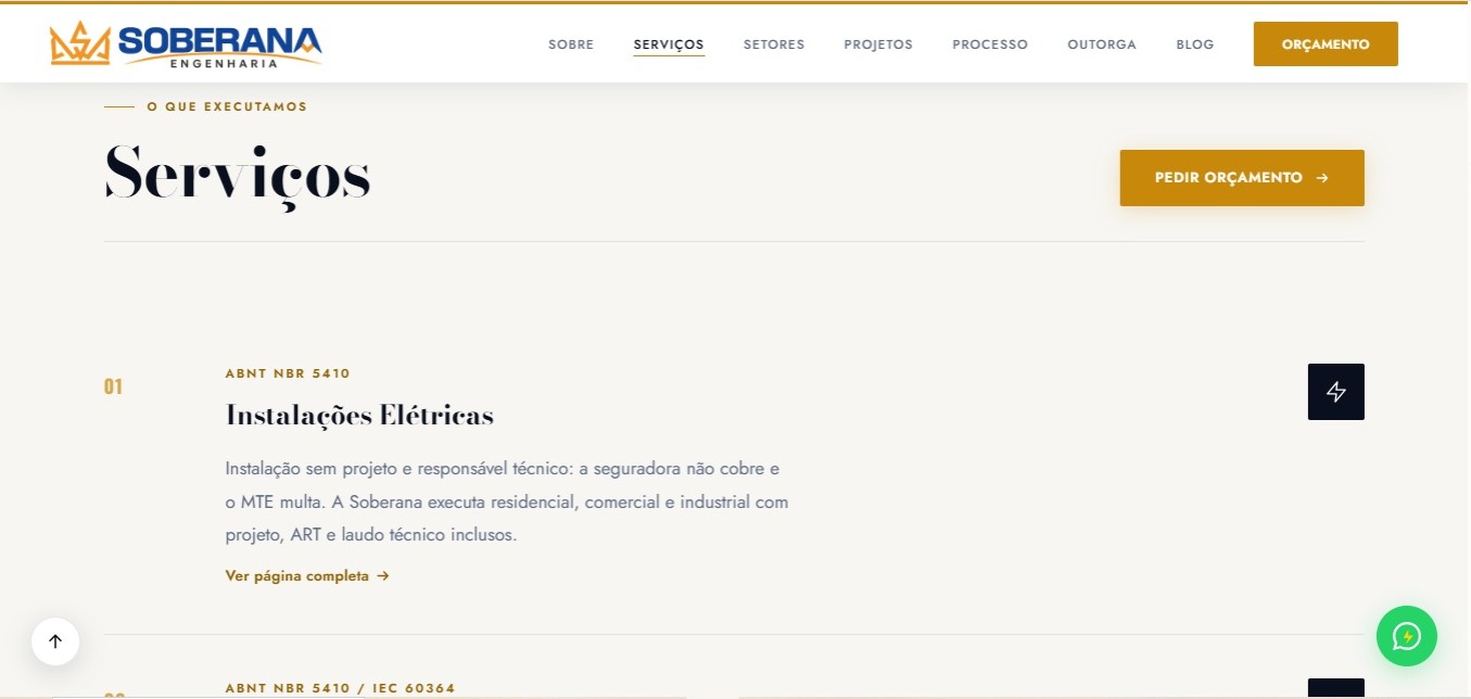 Soberana Engenharia — Engenharia Elétrica — tela 3