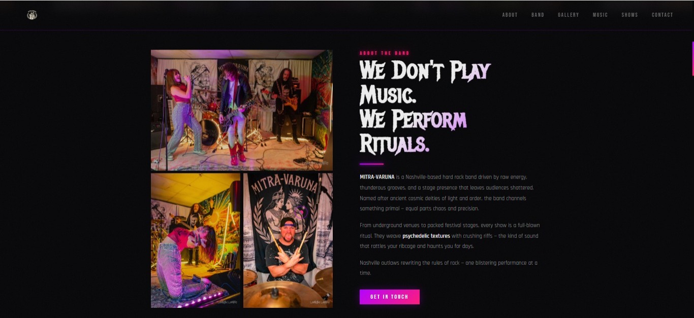 About section — fotos da banda e descrição